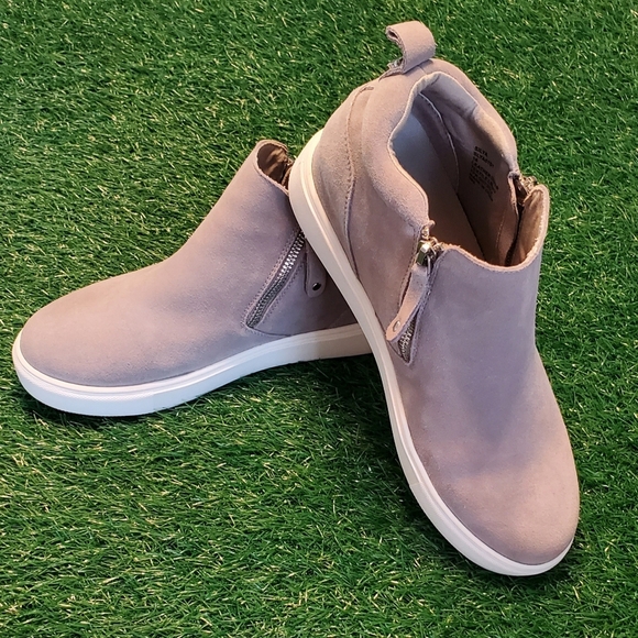 Steve Madden Silya Grey Suede High-Top Dual Zipper Wedge Sneakers Size 10 - Picture 3 of 6